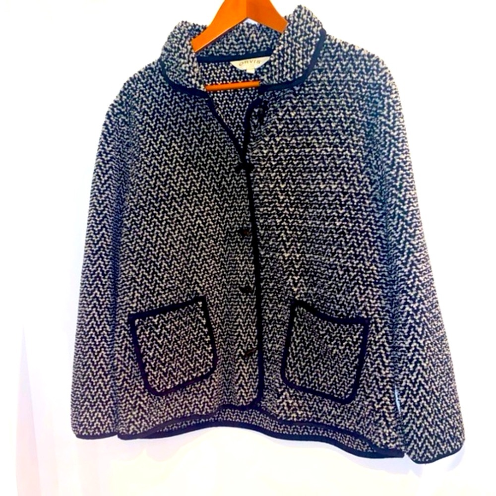 Orvis Sherpa Fleece Button Up Jacket Toggle Trim … - image 3